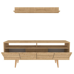 Set comoda TV si polita Ola, stejar, PAL melaminat, 160x35x64.5 cm