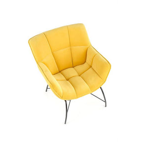 Fotoliu modern Belton, catifea galbena, 74x73x78 cm