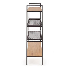 Biblioteca REG21, stejar auriu/negru, 111x34x129 cm