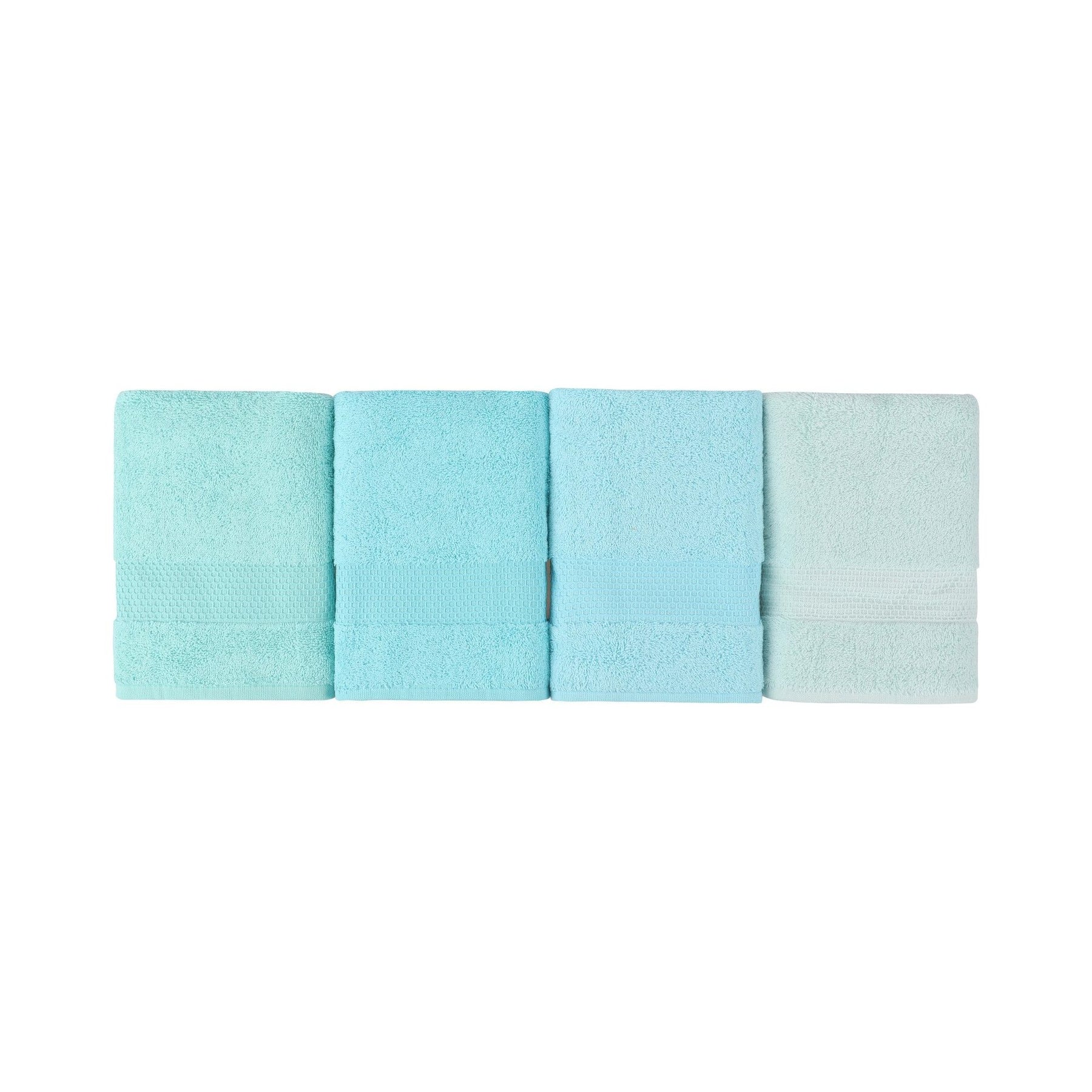 Set 4 prosoape de baie 801, albastru, bumbac 100%, 50x90 cm
