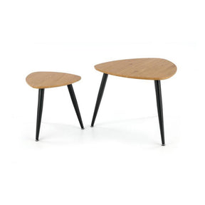 Set mese de cafea Nicea 2, stejar auriu/negru