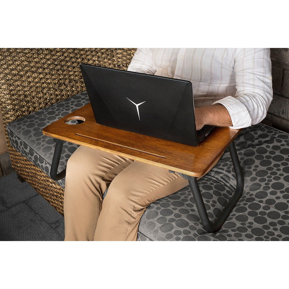 Masuta pentru laptop 379VLV1101, din lemn de mesteacan, 60x20x45 cm