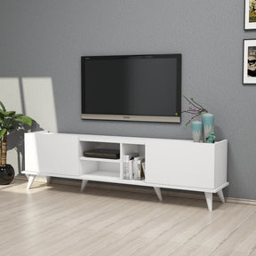 Comoda TV Elegante 1320, din PAL melaminat, alba, 180x34x52 cm