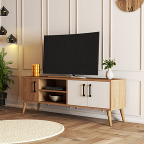 Comoda TV Exxen-1584, stejar/alb, PAL melaminat, 150x52x34 cm