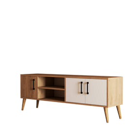 Comoda TV Exxen-1584, stejar/alb, PAL melaminat, 150x52x34 cm