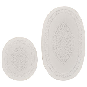 Set 2 covorase baie COTTONKT000221, 50x60/60x100 cm, forma ovala, material bumbac, alb