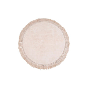 Covoras de baie Lora, 90 cm, forma rotunda, material bumbac, crem