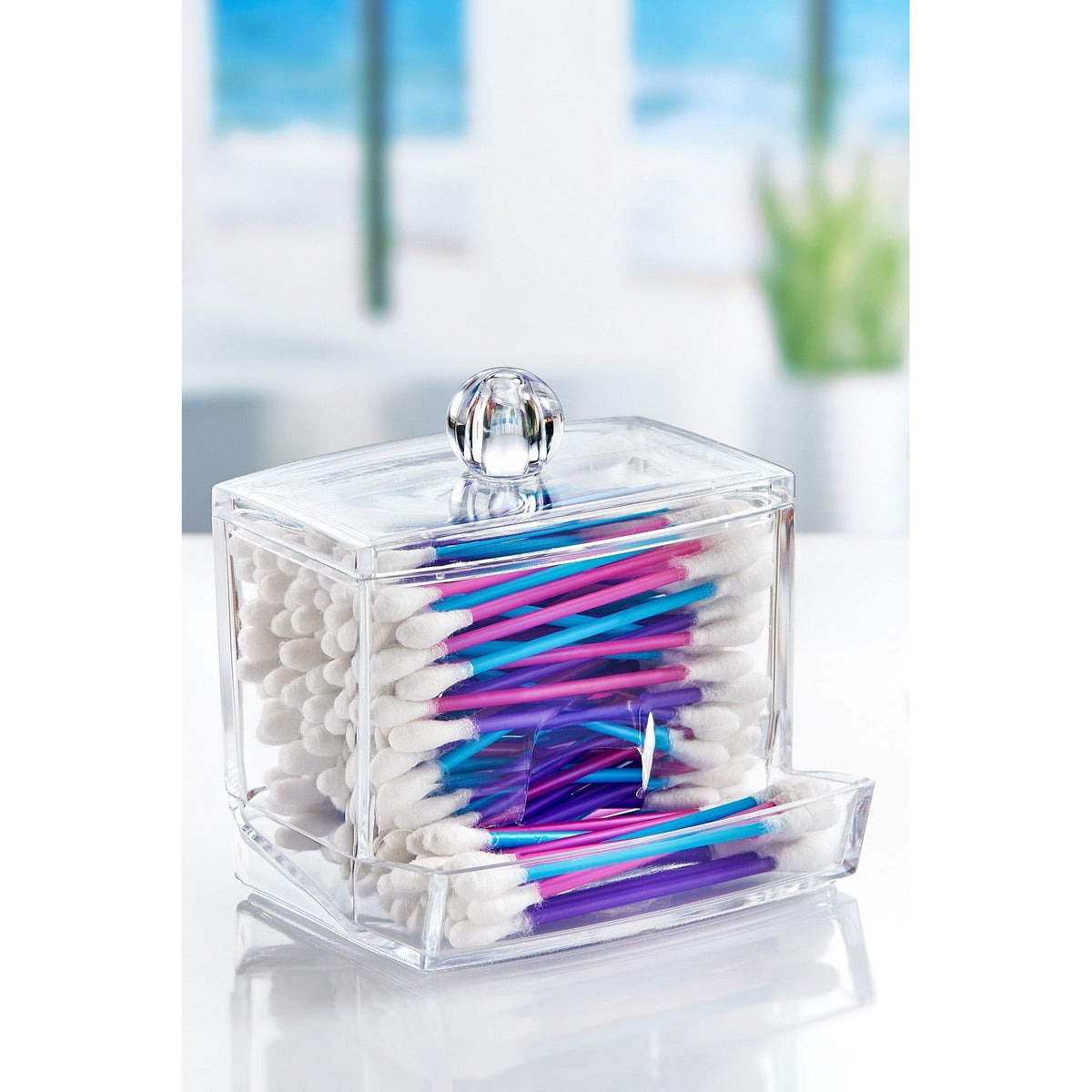Suport betisoare de urechi FT - 004, transparent, acril 100%, 9x11x6 cm