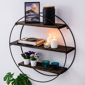 Raft Tulipa, nuc/negru, lemn/metal, 60x15x60 cm