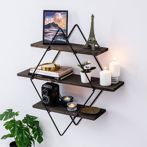 Raft de perete Erysimum, nuc/negru, lemn/molid, 60x40x15 cm