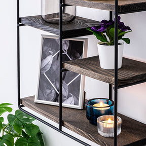 Raft Lilium, negru/nuc, lemn/metal, 60x15x40 cm