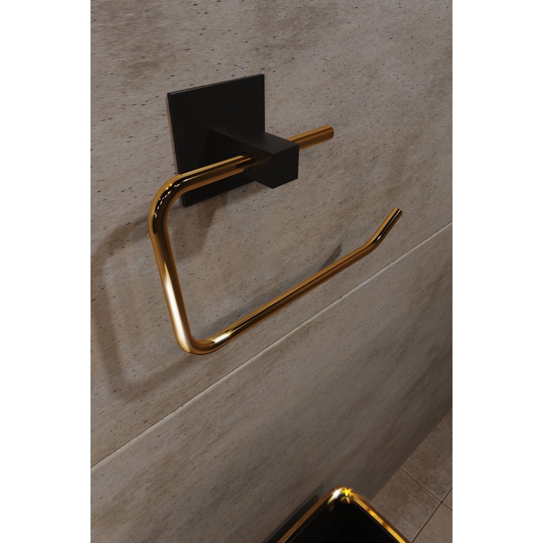 Suport hartie igienica 498HFT1118, negru/auriu, metal, 8x5x16 cm