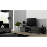 Comoda TV cu 2 usi si 2 spatii depozitare Soho RTV, gri, 180x43x37 cm