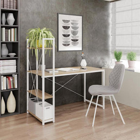 Birou cu rafturi NARVIK B1, alb/stejar sonoma, 120x64x120 cm