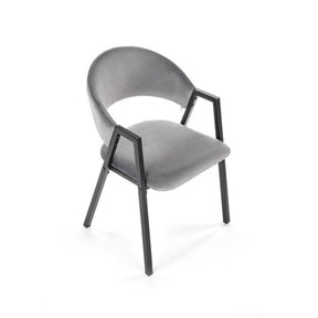 Scaun K473, stofa catifelata gri, 54x58x82 cm