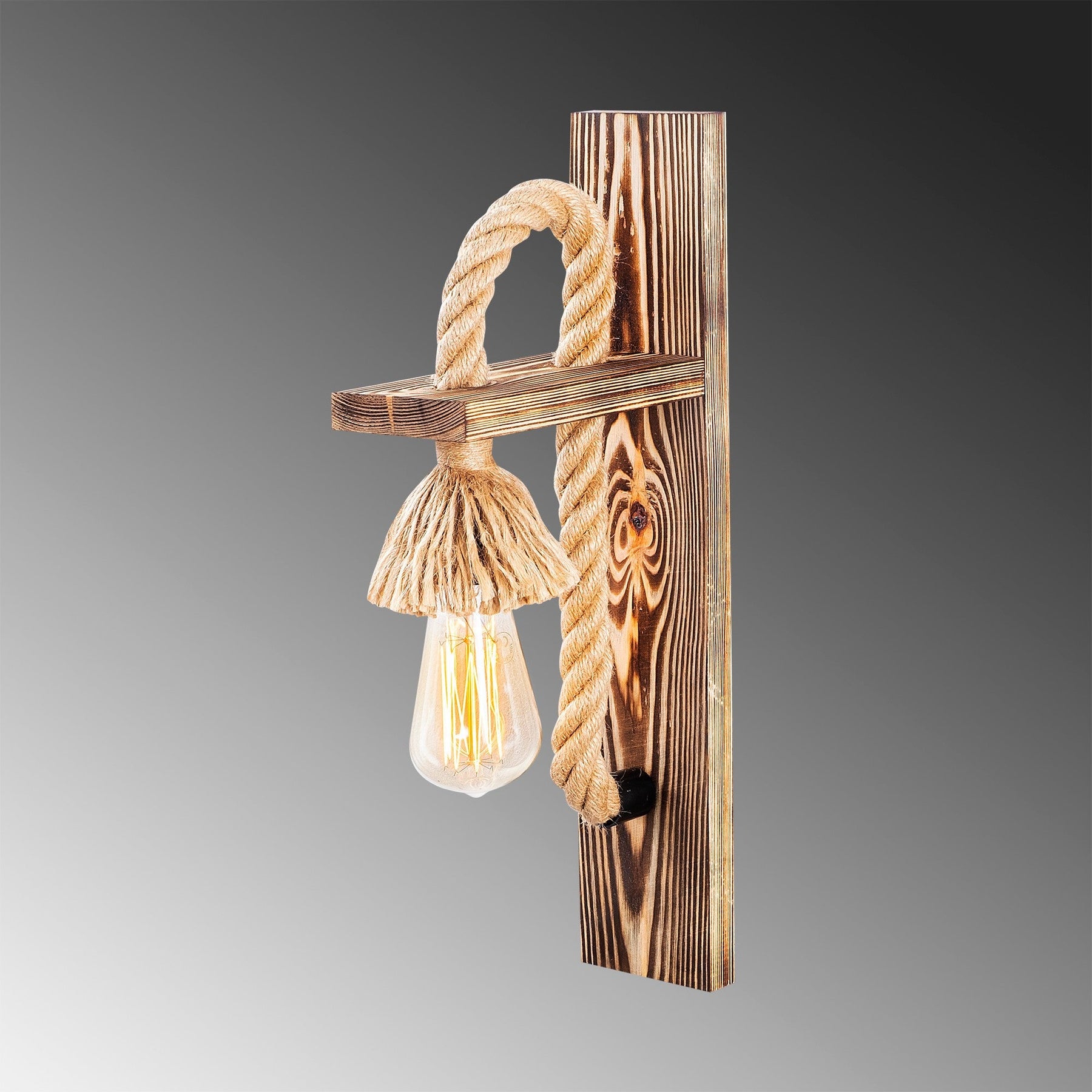 Lampa de perete Erebos-117-A, nuc, lemn, 9x18x45 cm