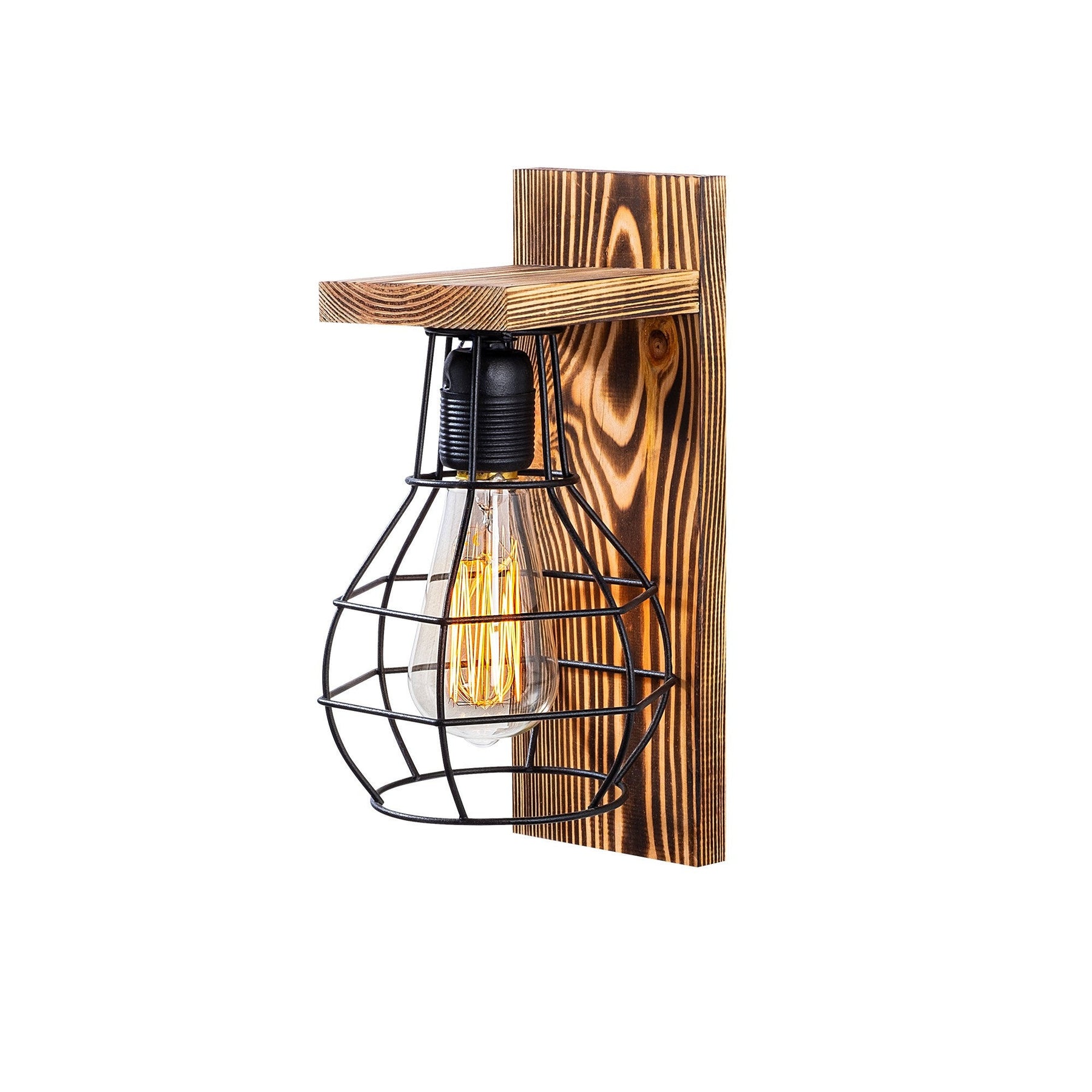 Lampa de perete Erebos-121-A, nuc, lemn, 16x16x30 cm