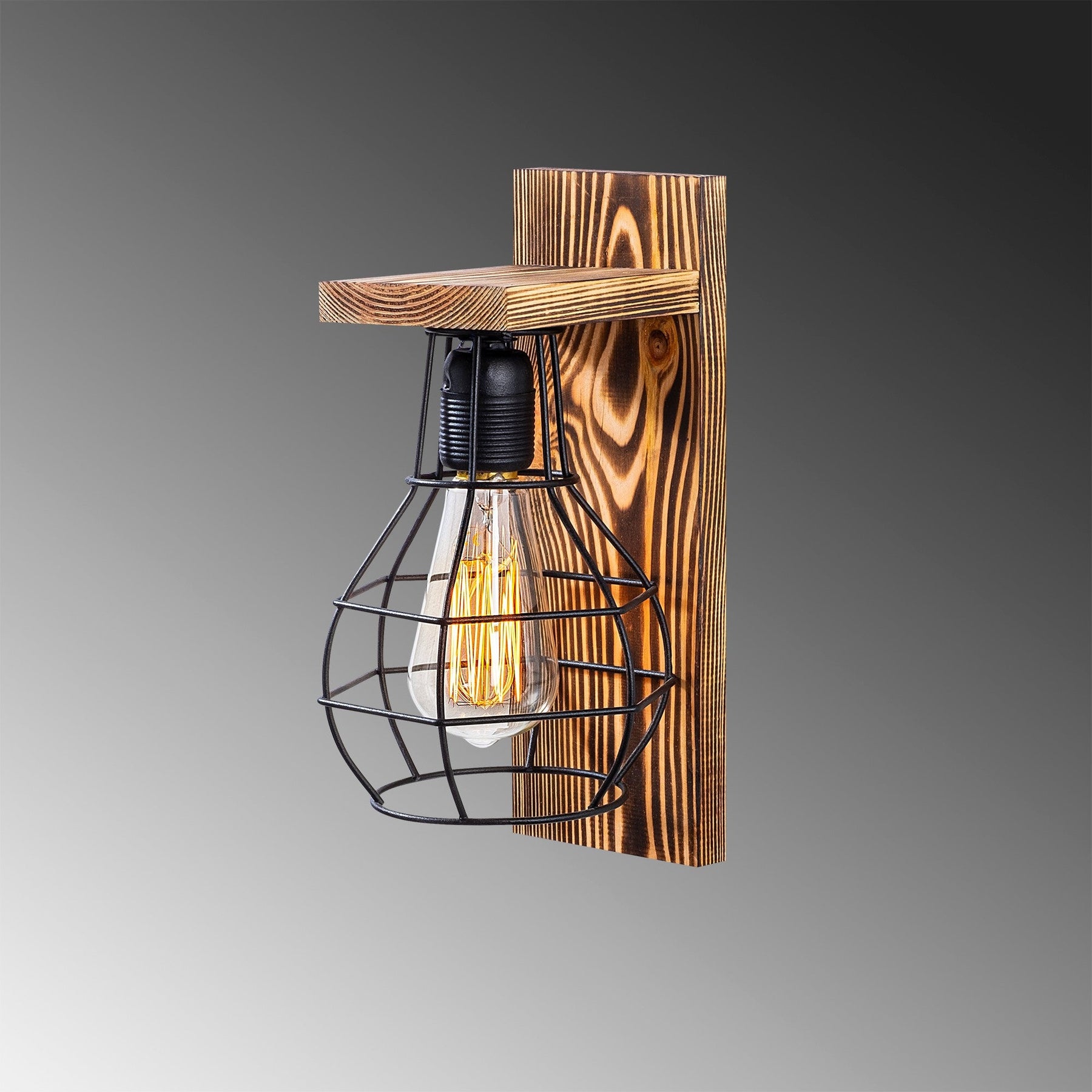 Lampa de perete Erebos-121-A, nuc, lemn, 16x16x30 cm