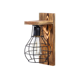 Lampa de perete Erebos-121-A, nuc, lemn, 16x16x30 cm