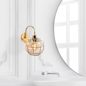 Lampa de perete Safderun, 402-A, cadru metalic/sticla, auriu, 23x27x30 cm