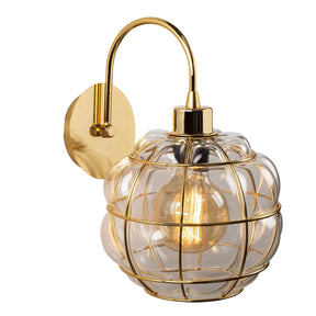 Lampa de perete Safderun, 402-A, cadru metalic/sticla, auriu, 23x27x30 cm