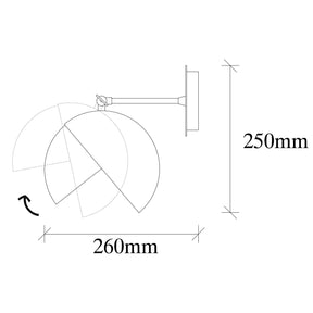 Lampa de perete Berceste - 252-A, metal, negru/auriu, 20x26x25 cm