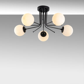 Lustra Daisy-147-AV2, 5 becuri, cadru metalic, negru, 80x34 cm