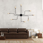 Lampa de perete stil industrial Truva, N-701 cadru metalic, negru, 140x15 cm