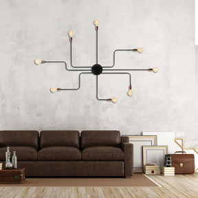 Lampa de perete stil industrial Truva, N-701 cadru metalic, negru, 140x15 cm