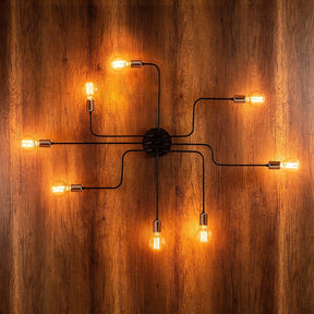 Lampa de perete stil industrial Truva, N-701 cadru metalic, negru, 140x15 cm