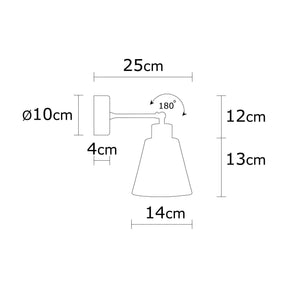 Lampa de perete Manavgat, N-615, cadru metalic, portocaliu, 14x25 cm