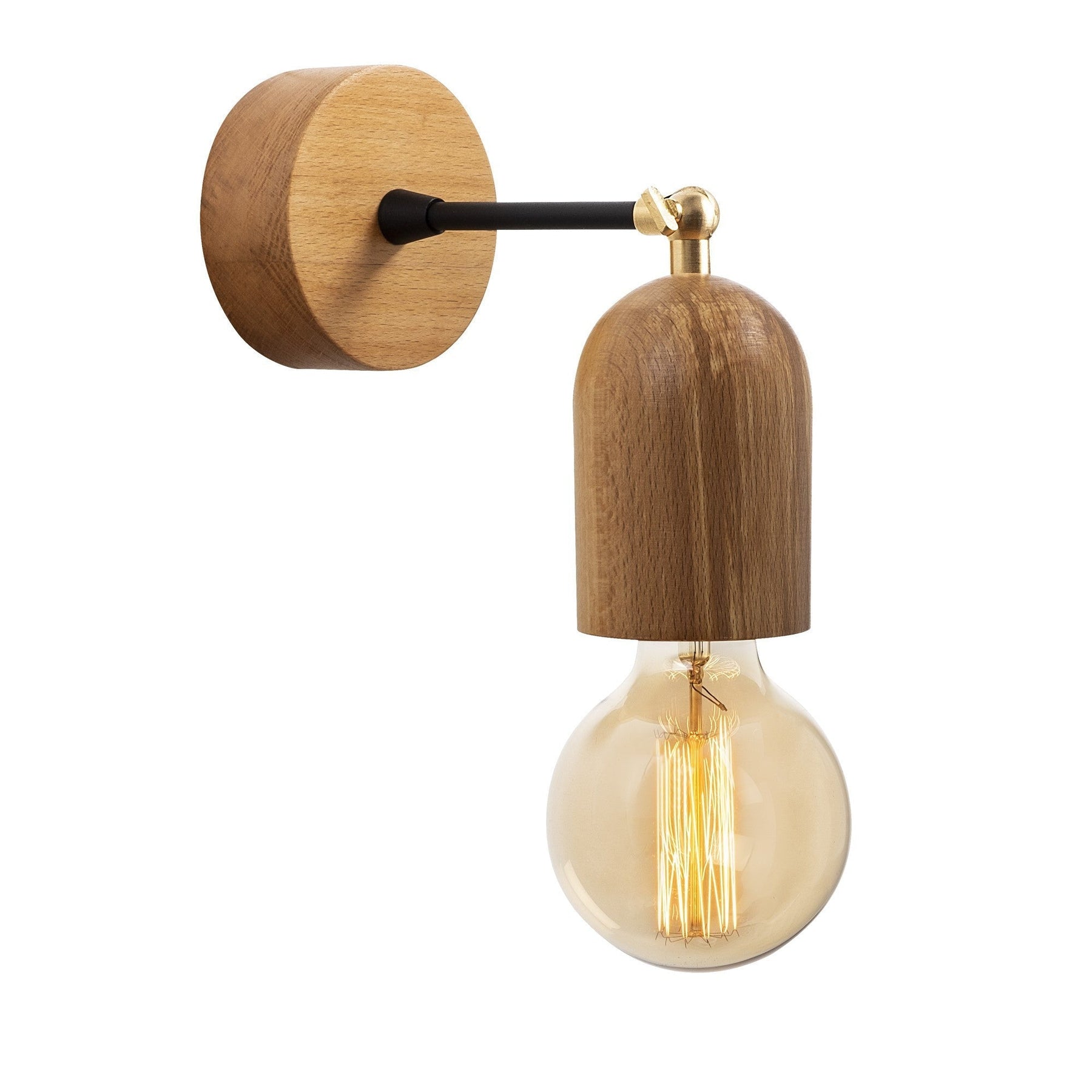 Lampa de perete Datca, N-934, lemn/sticla, maro, 7x20 cm