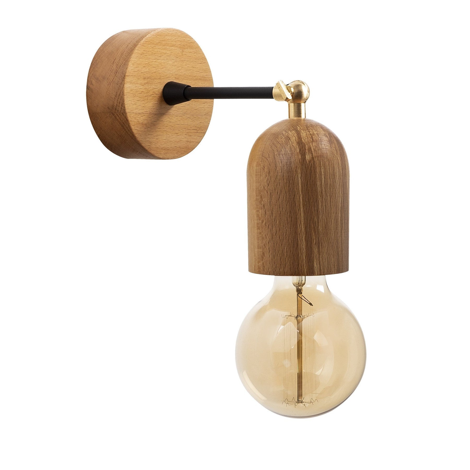 Lampa de perete Datca, N-934, lemn/sticla, maro, 7x20 cm
