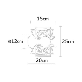 Lampa de perete Nemrut, N-953, cadru metalic, negru, 20x25 cm