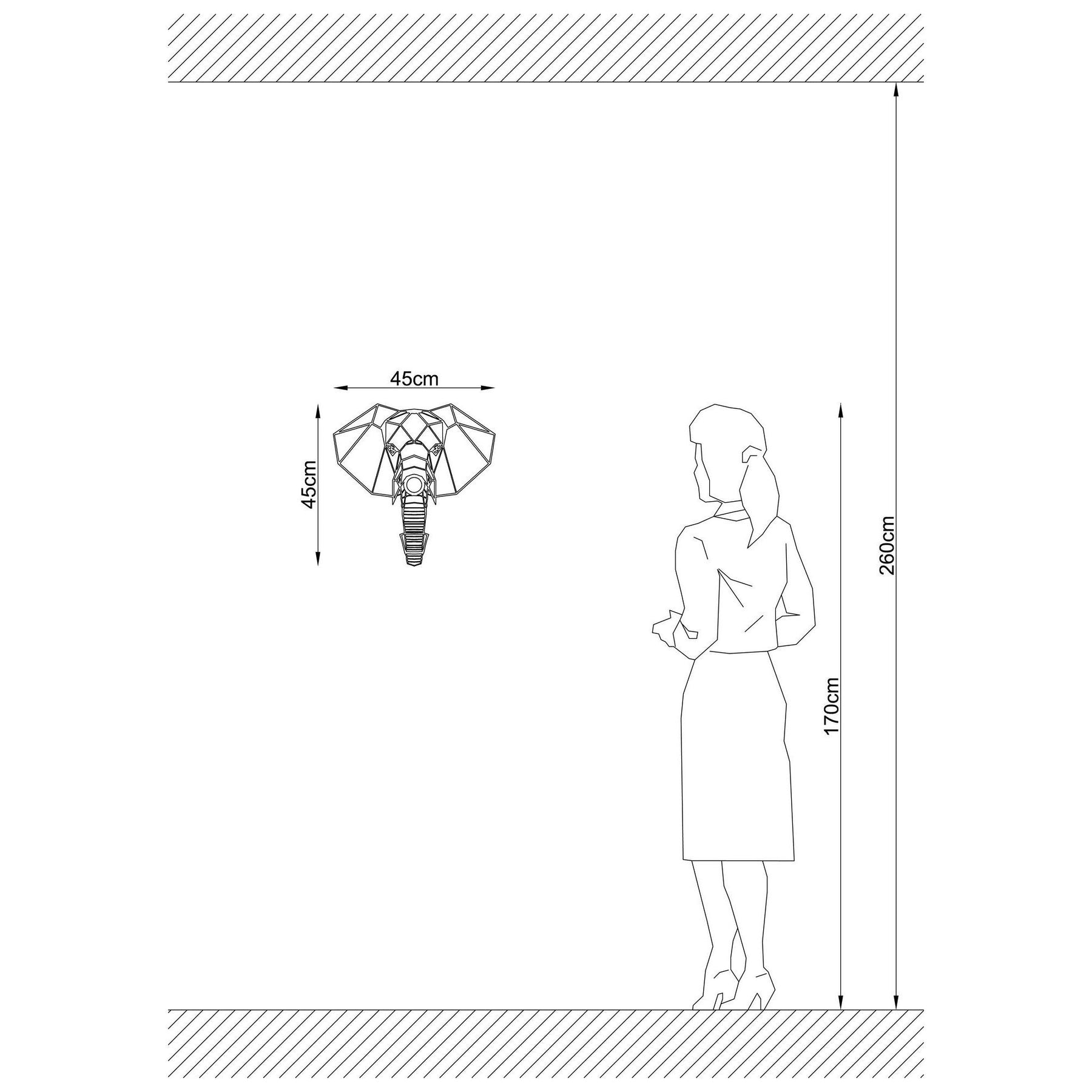 Lampa de perete 589 - A, negru, metal, 45x12x45 cm