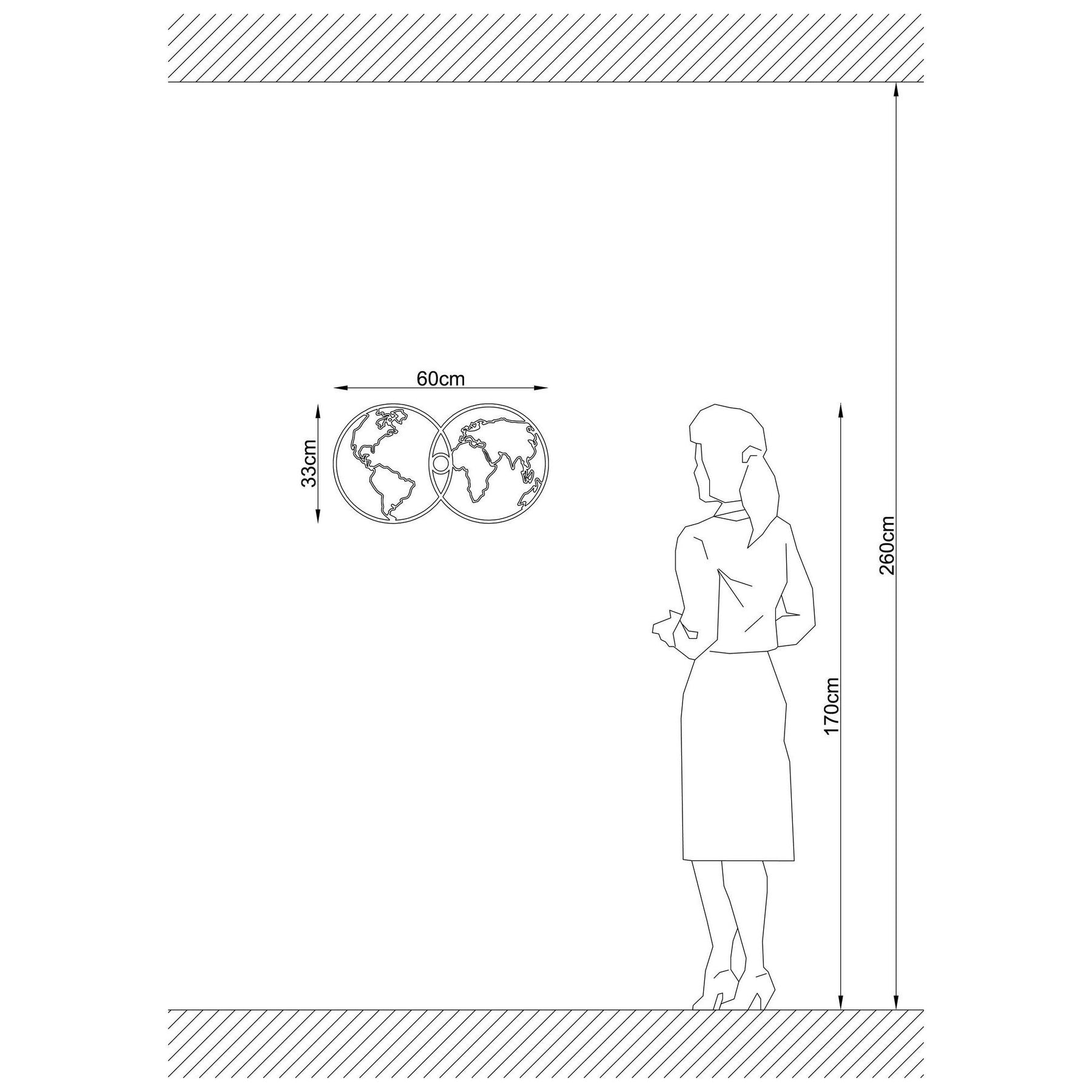 Lampa de perete 591-A, negru, 60x12x33 cm