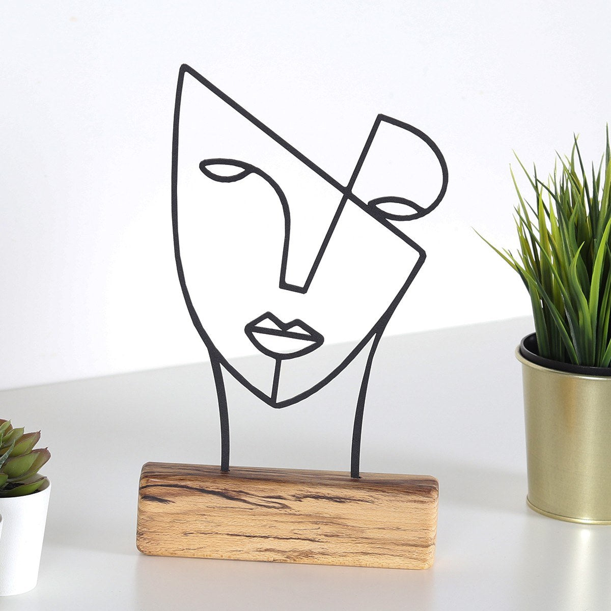 Accesoriu decorativ Mask, negru, lemn/metal, 17x30 cm