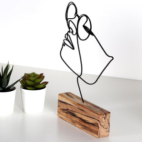 Obiect decorativ Girl - Black, negru, metal/lemn, 17x31x3,5 cm