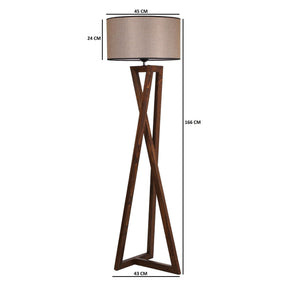 Lampadar 534LUN2157, lemn de brad/material textil, maro, 24x45x166 cm