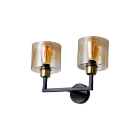 Lampa de perete Napoli, 2 becuri, metal/sticla, negru, 35x20x26 cm