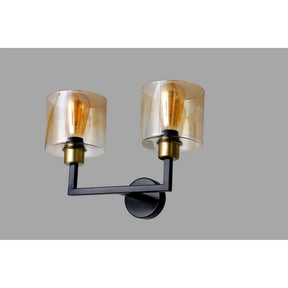 Lampa de perete Napoli, 2 becuri, metal/sticla, negru, 35x20x26 cm