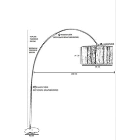 Lampadar 534LUN4252, corp metalic, crom/gri, 40x220 cm