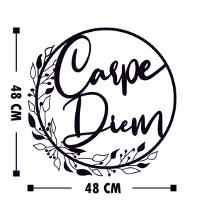 Accesoriu decorativ Carpe Diem, negru, metal, 48x48 cm
