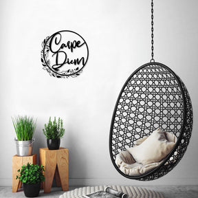 Accesoriu decorativ Carpe Diem, negru, metal, 48x48 cm