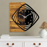 Ceas decorativ Clock 4, negru/stejar, lemn/metal, 57x58 cm