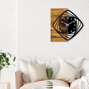 Ceas decorativ Clock 4, negru/stejar, lemn/metal, 57x58 cm