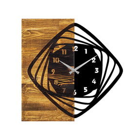 Ceas decorativ Clock 4, negru/stejar, lemn/metal, 57x58 cm