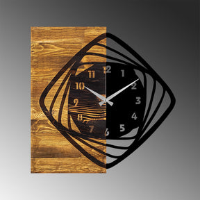 Ceas decorativ Clock 4, negru/stejar, lemn/metal, 57x58 cm