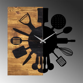Ceas decorativ Clock 32, negru/stejar, lemn/metal, 60x58 cm