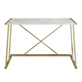 Birou Anemon, din PAL melaminat, alb/gold, 120x75x60 cm